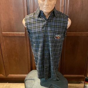 Men’s Harley Davidson Plaid Cut Off Button Down Tank